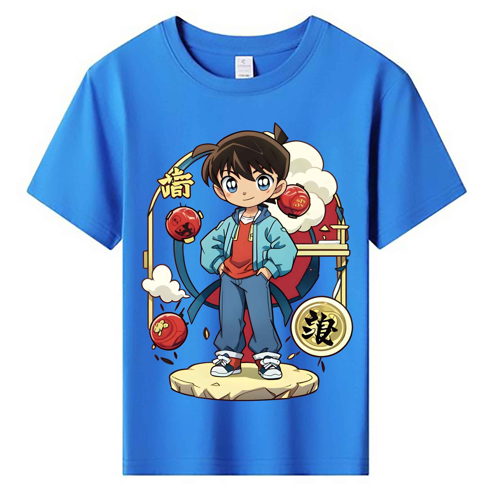 （画像用） 名探偵コナン 江戸川 コナン Detective Conan Conan Edogawa 綿100％キッズTシャツ（フロントプリント）